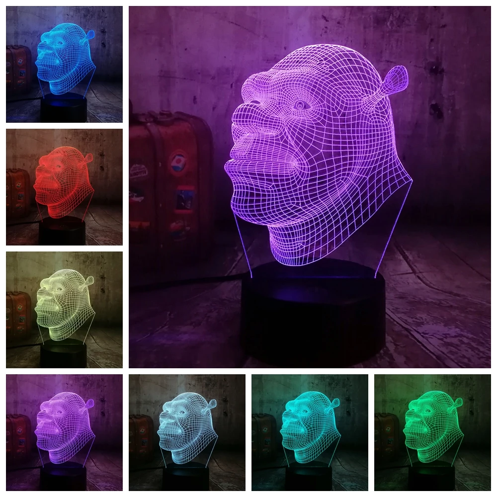 Nuevo 2019 Shrek lámpara LED 3D Visual Led noche luces niños táctil USB Mesa Lampara como además los siguientes modelos bebé dormir de luz de la noche