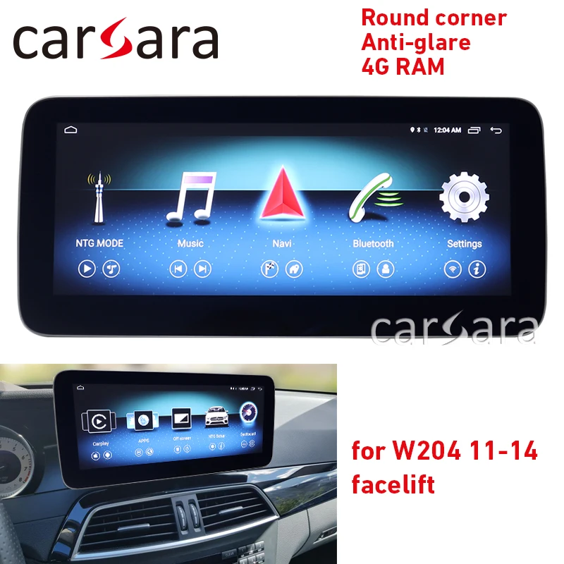 Радио android W204 facelift с круглым угловым экраном класса C ОЗУ 4 Гб антибликовый дисплей