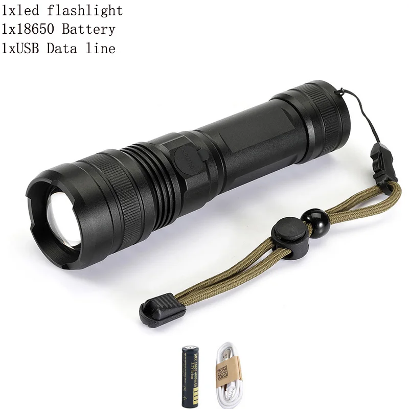 Светодиодный тактический светильник-вспышка, супер яркий XH-P50 светодиодный светильник-вспышка, 5 режимов масштабирования, USB Перезаряжаемый фонарь, водонепроницаемый светильник - Испускаемый цвет: Package B