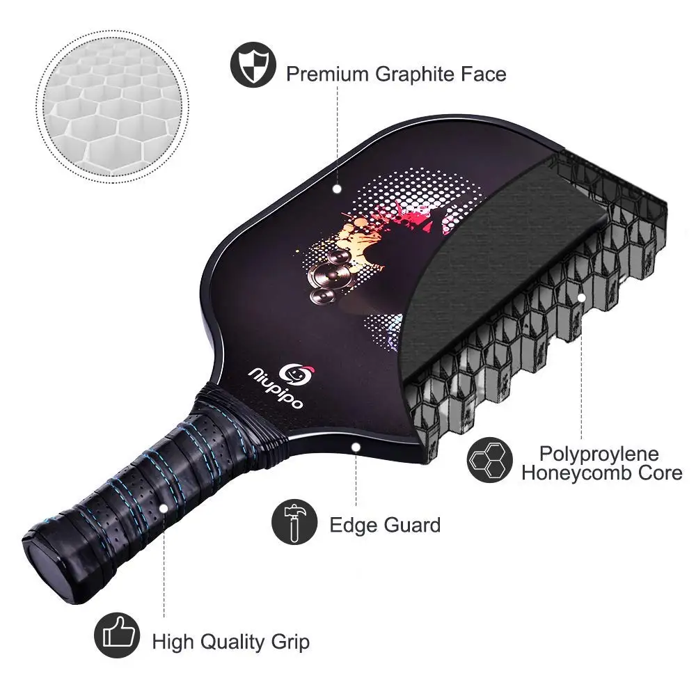 Графитовый Pickleball Paddle 2 Paddles 4 Pickleball шары из углеродного волокна для лица Pickleball ракетка Nomex сотовые ядра ракетка