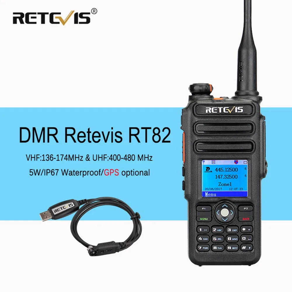 Dual Band DMR Retevis RT82 Цифровой рация УКВ DMR (gps) IP67 водонепроницаемое Любительское радио Амадор КВ трансивер + программа кабель