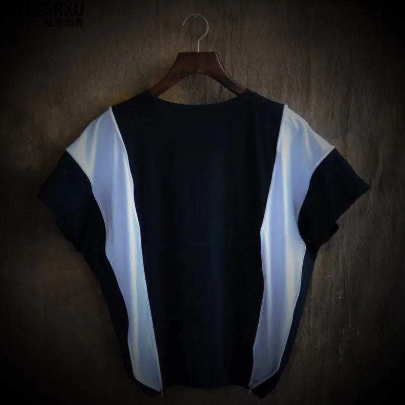 Costumes personality loose plus size batwing shirt o-neck short-sleeve T-shirt two ways zipper costume t-shirt male Costumes personality loose plus size batwing shirt o-neck short-sleeve T-shirt two ways zipper costume t-shirt male