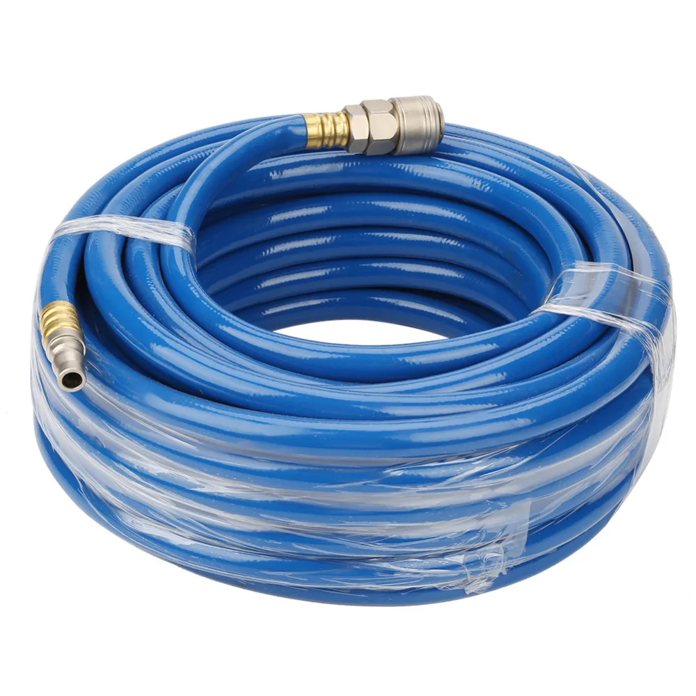 15M Blue Flexible Pneumatic PVC Line Hose with Quick Connector for Air