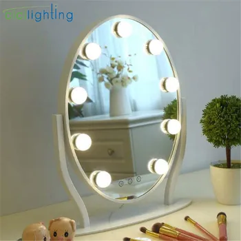 

dimmable smart round LED vanity mirror with light bulb desktop vanity mirror lamp live beauty touch dimming vanity lights