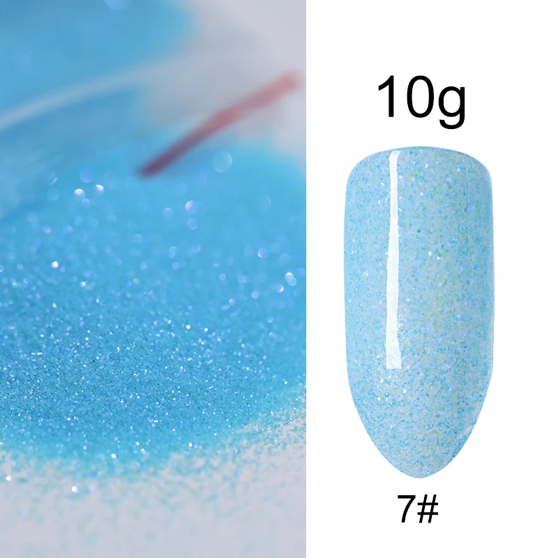 10 г голографический цветной блеск для ногтей порошок мерцающий дизайн ногтей украшение маникюрный порошок с пигментным блеском - Цвет: 7