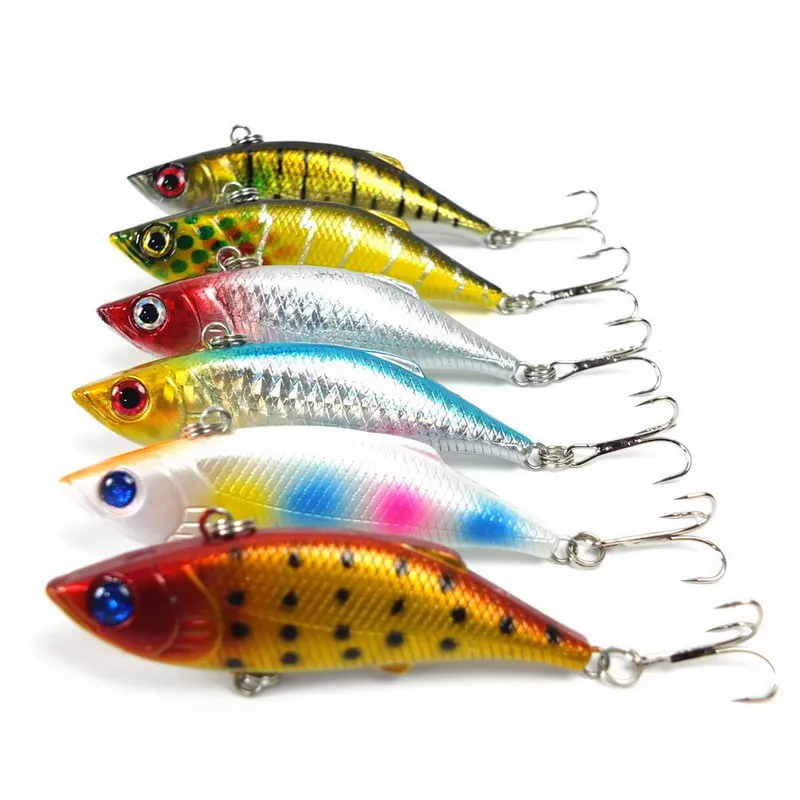 6pcs/set Fishing Lures 6 colors 8cm/11.8g fishing tackle Classic Sunlure style VIB fishing bait