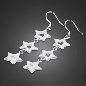 

Hot sale European fasion jewellery Elegant long tassel silver star earrings. 100% 925 sterling silver earrings For women