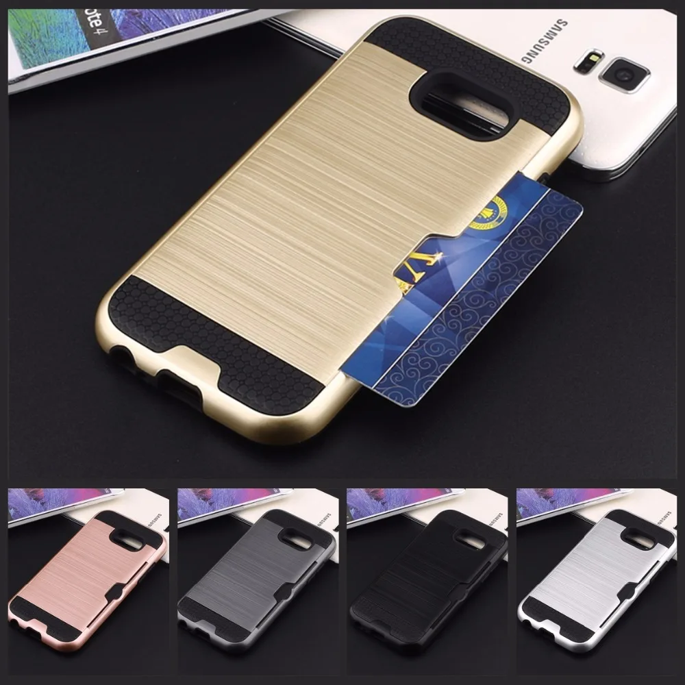 

Top Quality Armor Soft Cover Case For Samsung Galaxy A3 A5 2017 A520 J5 J2 Prime S3 S6 S7 Edge Card Holder Phone Protector Coque