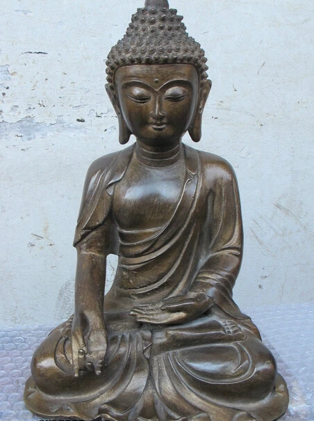 

008766 12" Tibetan old Bronze chan sect Sakyamuni Buddha Budda Amitabha Statue