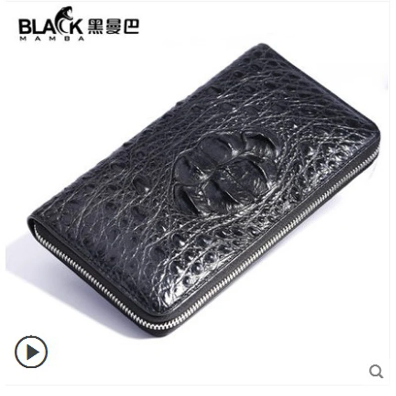 

Heimanba crocodile leather wallet men's long new business men's bag leather wallet zipper crocodile leather handbag wallet