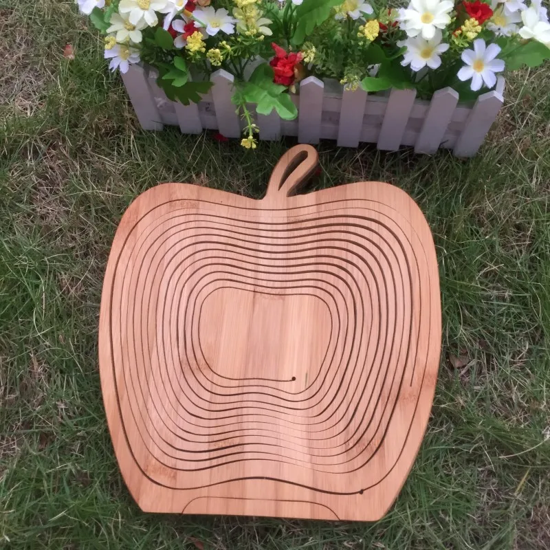 1 шт бамбуковая складная корзина в форме яблока для хранения фруктов оптом
