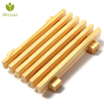 

Natural Wooden Soap Dish Hollow Pierced Drain Kitchen Toilet Sponge Shelf Soap Holder Container Bamboo Soap Tray for Bath Shower