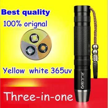 

2016 3 in one UV 365nm flashlight for checking jade fluorescent agent money Detecting / Yellow Light / White LED Lamp Light