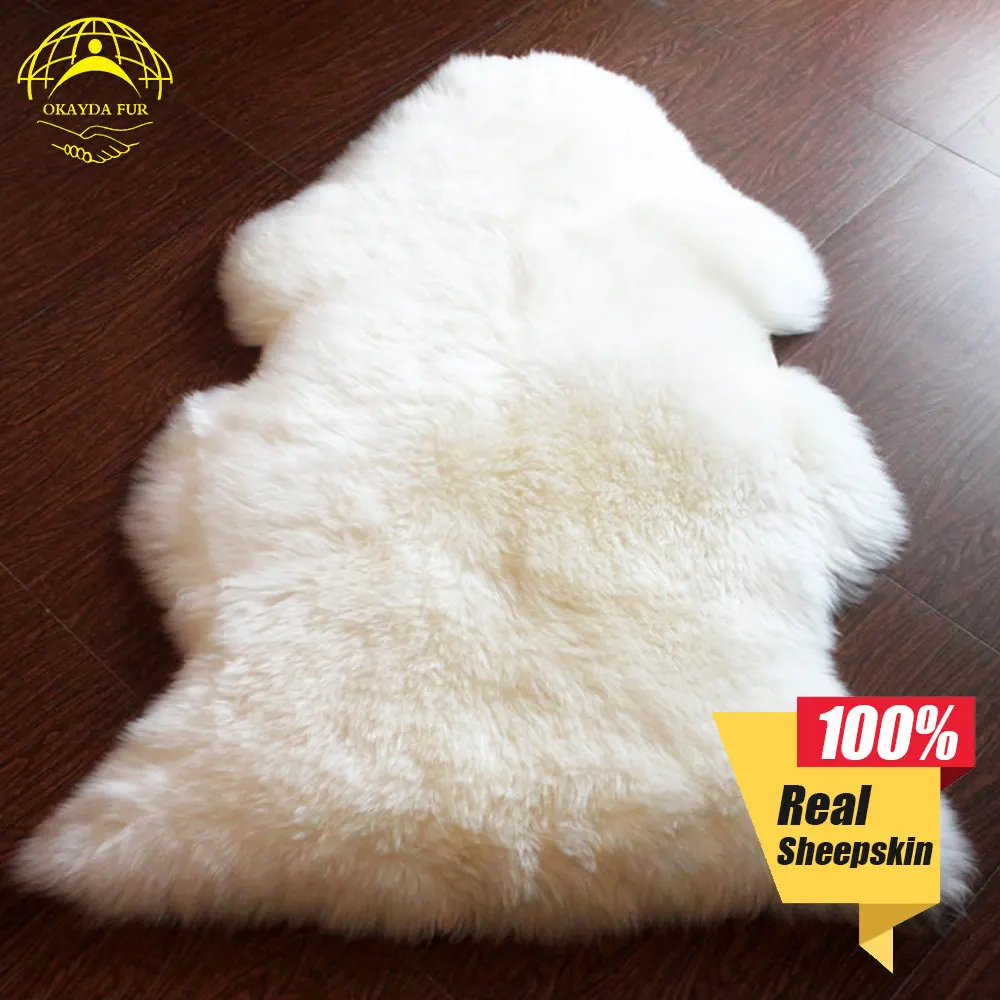 

OKAYDA Blanket Cushion Rugs Carpet 100% Sheepskin Real Fur Chair Cover Seat Soft Hairy Plain Skin Fluffy Pelt Long Wool Bedroom