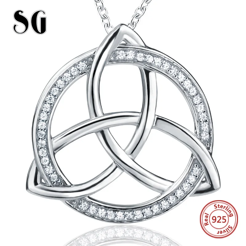 

SG New recommend 925 sterling silver Round chain pendant&necklace with white Zirconia diy fashion jewelry making for women gifts