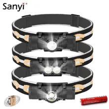 Налобный фонарь Sanyi D10, светодиодный, с USB-зарядкой и 6 режимами работы, для езды на велосипеде и рыбалки