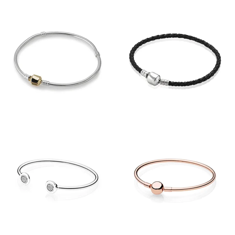 

4 Style 925 Sterling Silver Charms Basic Bracelets For Women Basic Chain for Diy Beads Charm