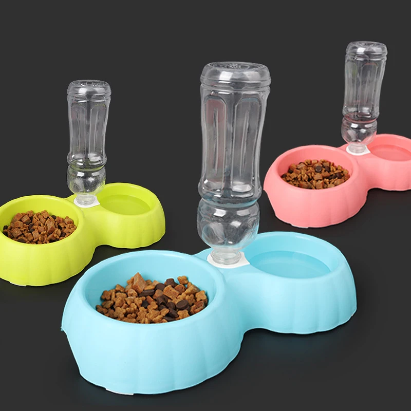 

Plastic Double Using Pet Feeder For Feeding And Drinking Non-toxic Material Big Dog Bowl With Fixed Water Dispenser