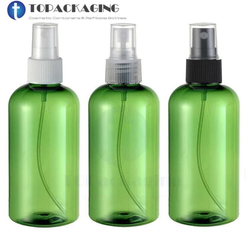 20PCS/LOT-220ML Spray Pump Bottle,Green Plastic Cosmetic Container,Empty Perfume Sub-bottling With Mist Atomizer,Liquid Bottle