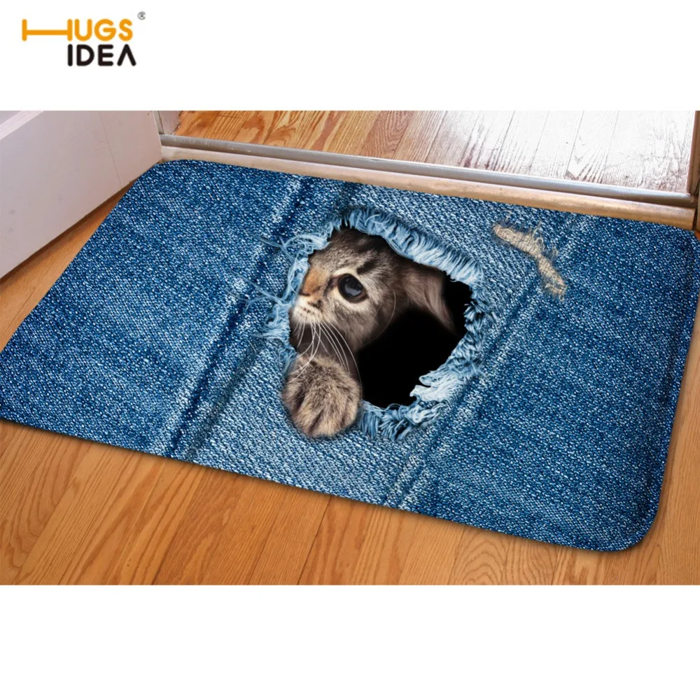 HUGSIDEA джинсы дизайн теплый домашний ковер для гостиной ванной 3D милые джинсовые животные Кошка Собака входной коврик Tapis коврики