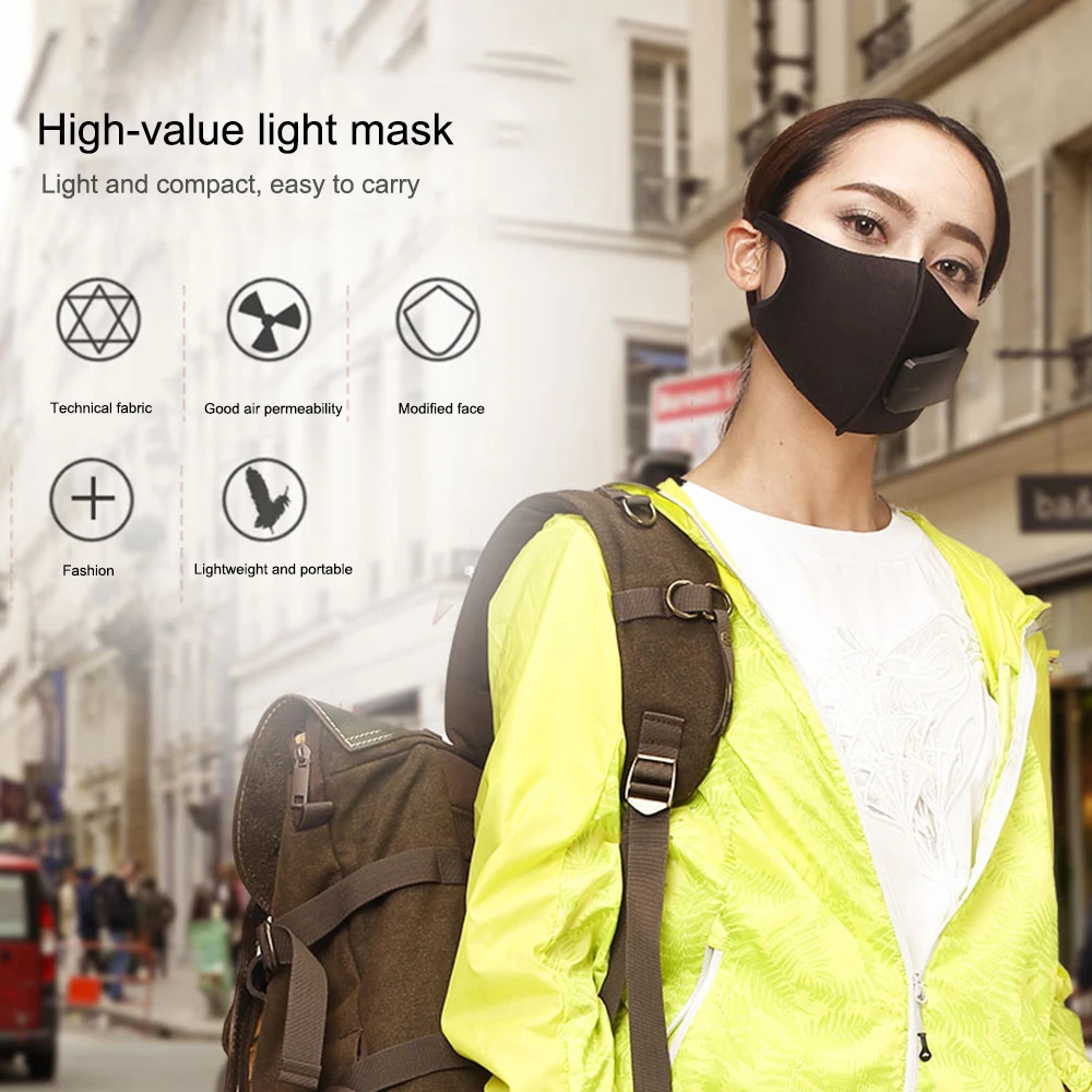 1 подсветка для ПК Маска модные пыле-и анти-туман Pm2.5 теплая Респиратор маска Электрический вентилятор вытяжной пятикратным из смесовой ткани с начесом, Новинка