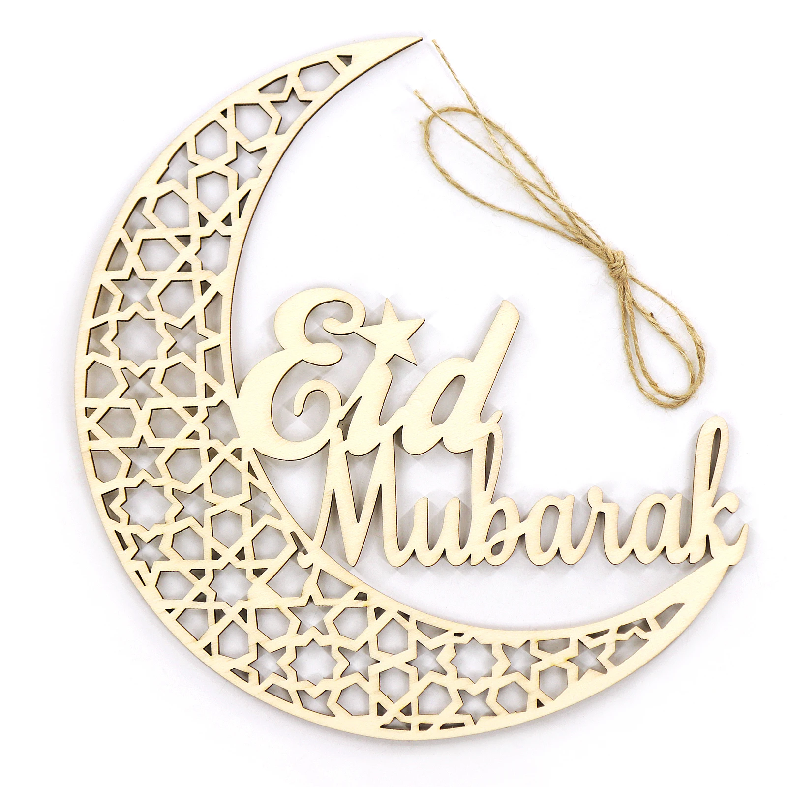 Деревянный венок Eid Mubarak Moon подвесной с подвеской орнамент в виде зубной доски для