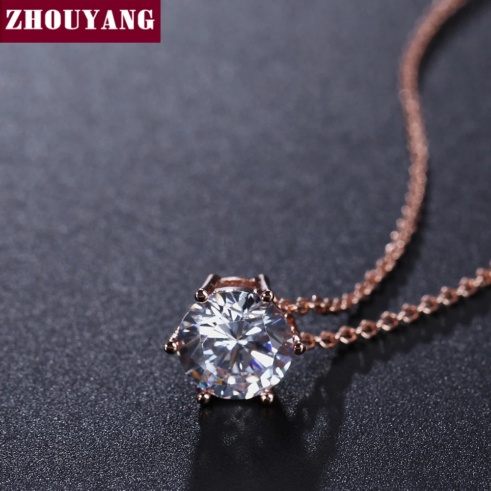 ZHOUYANG ожерелье для женщин простой шесть коготь 8 мм кубический цирконий розовое
