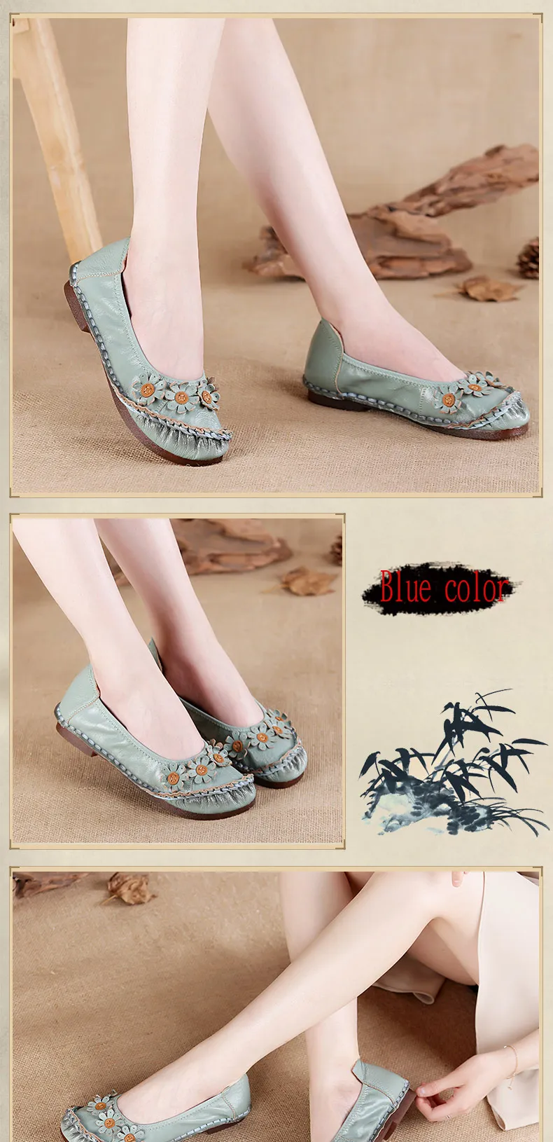 Xiuteng/ г.; сезон лето-осень; модная повседневная женская обувь с круглым носком в цветочек; женская обувь на плоской подошве из натуральной кожи в национальном стиле для девочек