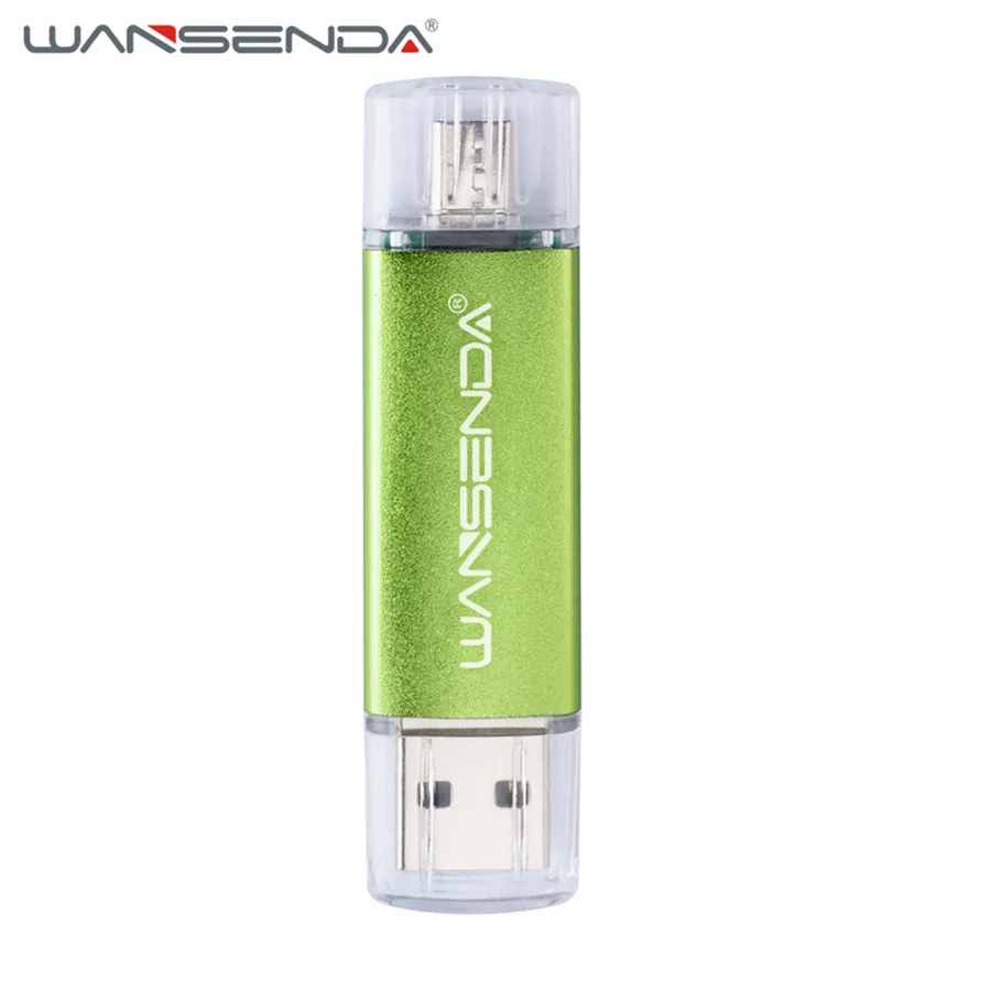 Зеленый WANSENDA OTG USB флеш-накопитель 128 Гб металлический флеш-накопитель 8 ГБ 16 ГБ 32 ГБ 64 Гб 256 ГБ флеш-накопитель 2 в 1 двойной накопитель OTG Micro Usb - Цвет: Зеленый