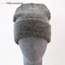 GZhilovingL, зимняя, известная, теплая, шерстяная, натуральная, шапка, повседневная, Skullies, вязаные шапки, черный кролик, Lana, вязаные шапки, мужские, шерсть, толстая шапка