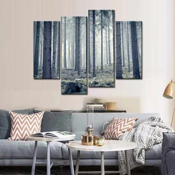 

4 Panel Forest Wall Painting Canvas Art Picture Forest Landscape Paints Home Living Room Decor Unframed HD Poster