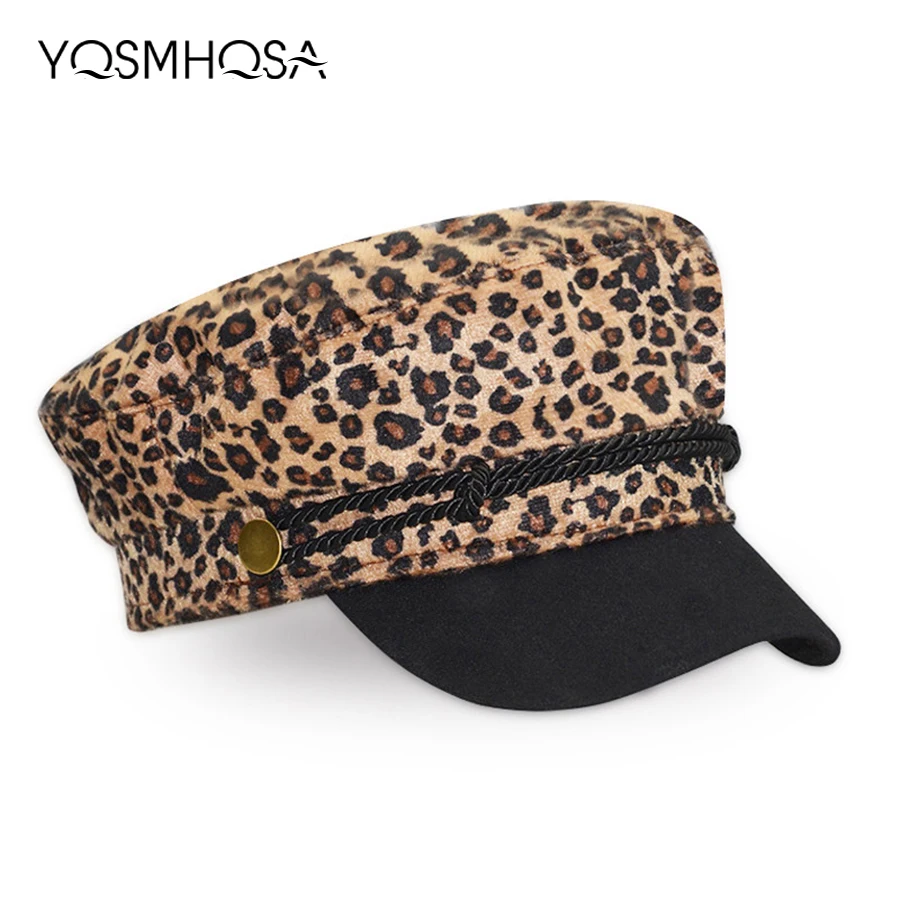 NEW Leopard Beret Hat Women Military Winter Hats for Women Baret French