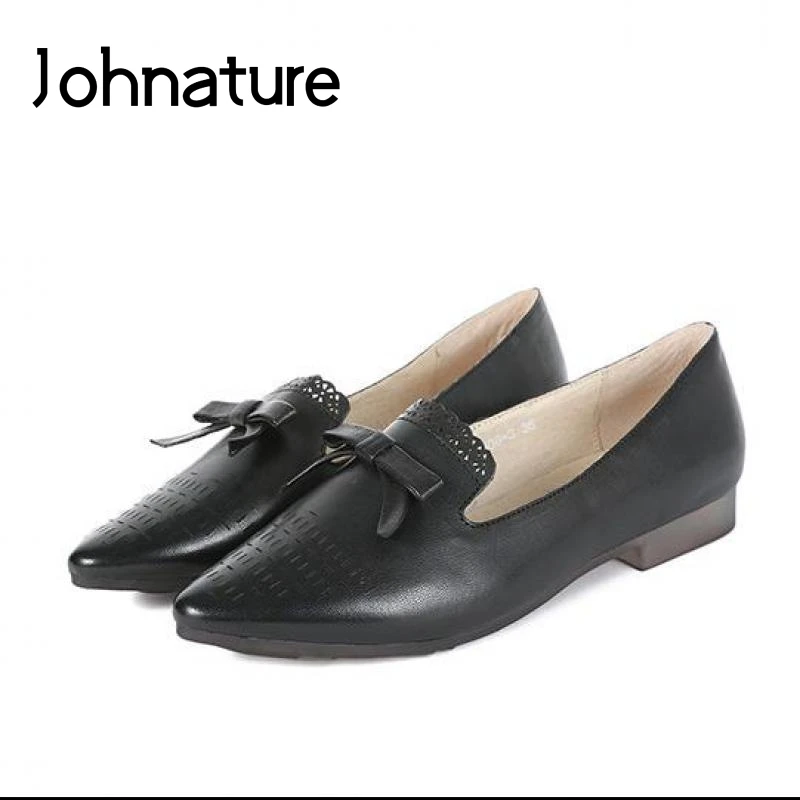 

Johnature 2019 New Spring/autumn Retro Handmade Genuine Leather Sheepskin Pointed Toe Low Heels Comfortable Lady Shoes Pumps