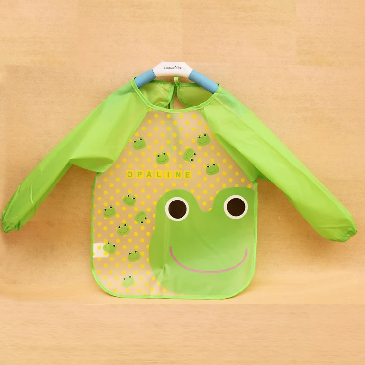 Водонепроницаемый детский фартук для кормления, для еды детский Слюнявчик - Цвет: green frog