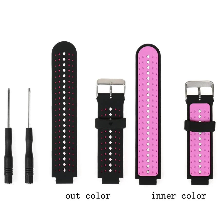 Замена группы для Garmin Forerunner 235 220 230 620 630 735XT мягкий браслет ремешок для смарт-часов Garmin подход S20 S6 силиконовой лентой - Цвет: Black with Hot pink