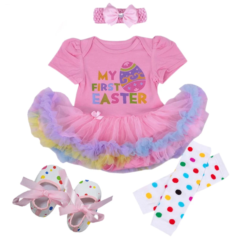 BABY GIRL/'S HAPPY EASTER PINK Tutu Romper Dress Newborn Present Love Cute Party