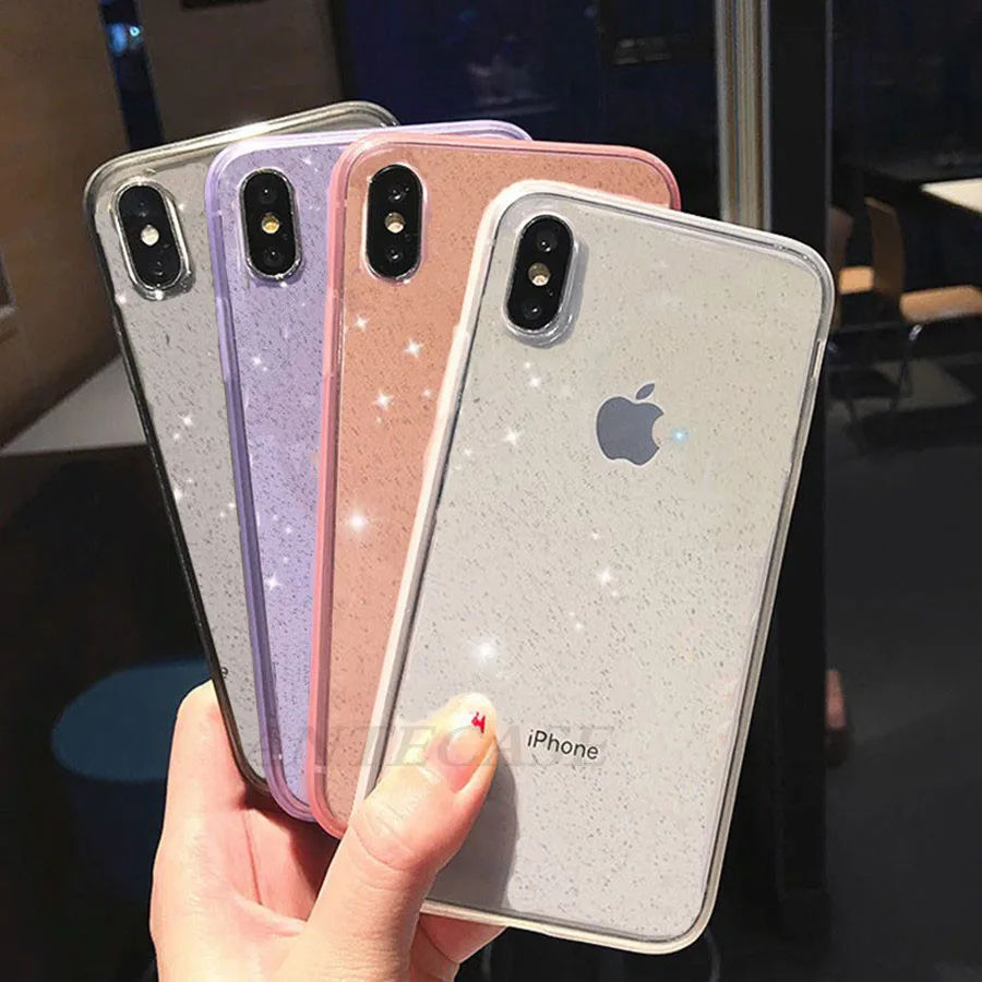 Роскошный блестящий нескользящий чехол-рамка для iPhone X, XR, XS, Max, 8, 7, 6, 6S Plus, 11 Pro, чехол s, прозрачный Блестящий Мягкий ТПУ чехол для задней панели телефона