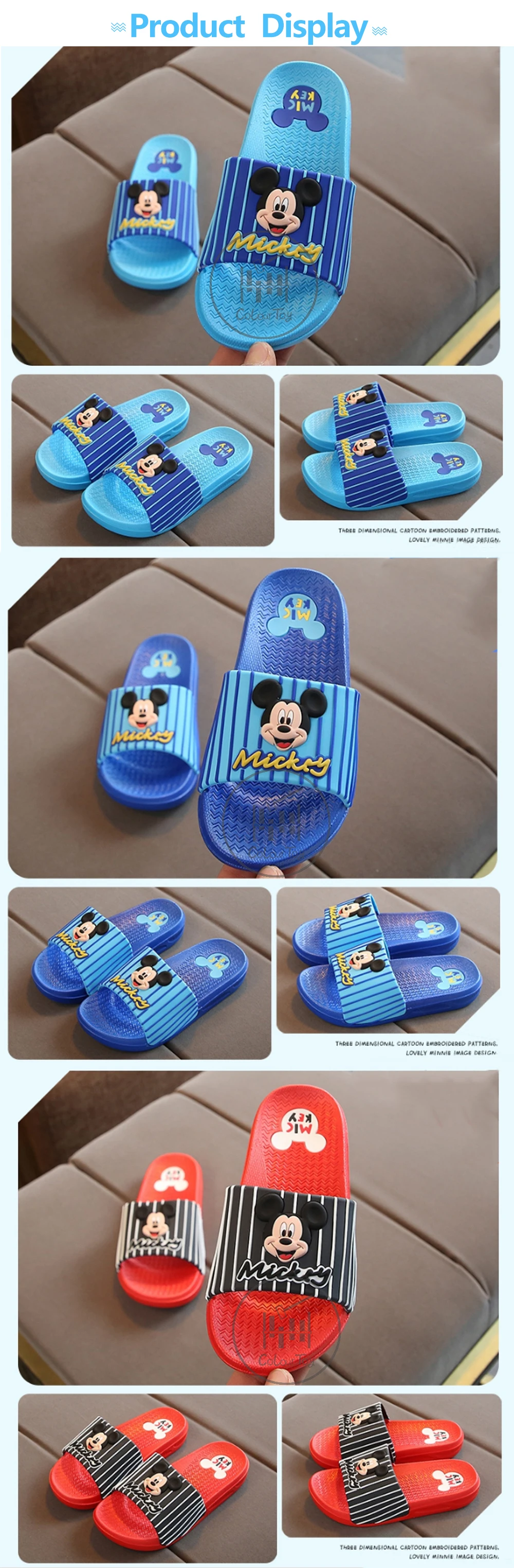 Disney/детские тапочки с рисунком Микки для мальчиков и девочек; детские летние пляжные вьетнамки; домашняя обувь для малышей; новые сандалии
