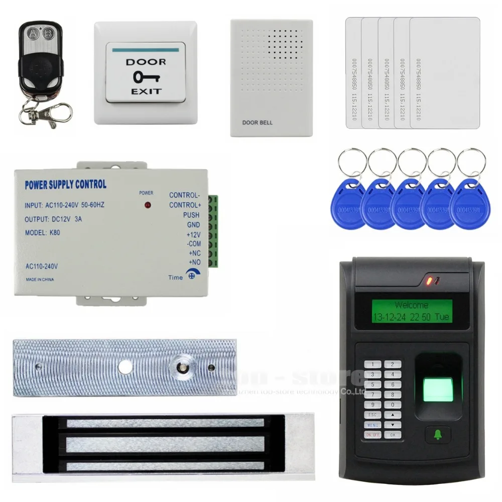

DIYSECUR Remote Control 125KHz RFID LCD Biometric Fingerprint Keypad ID Card Reader Access Control System Kit + Magnetic Lock