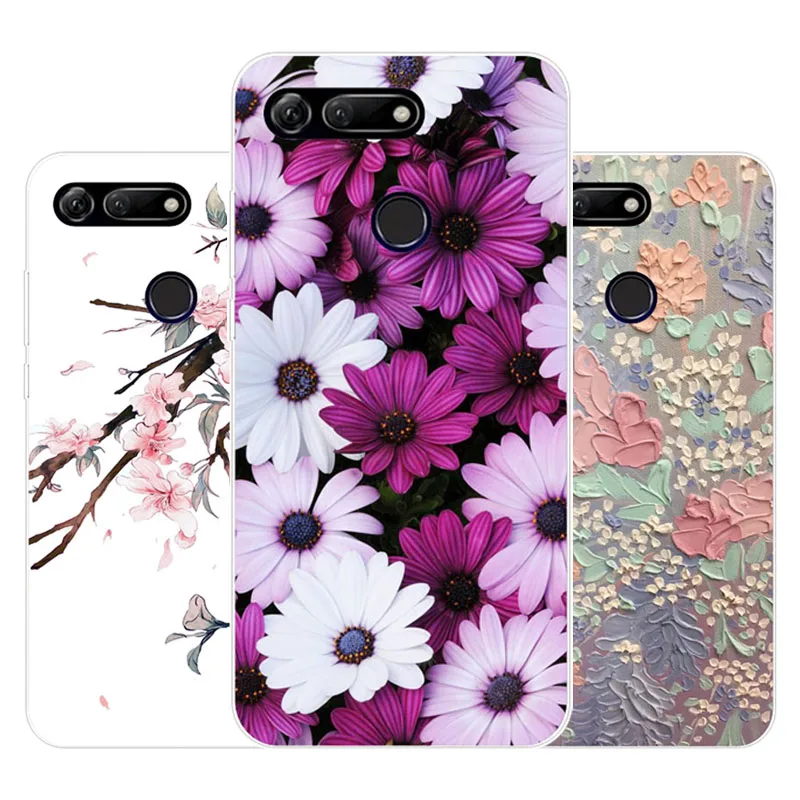 

huawei honor v20 Case,Silicon Precious flower Painting Soft TPU Back Cover for huawei honor View 20 protect Phone case