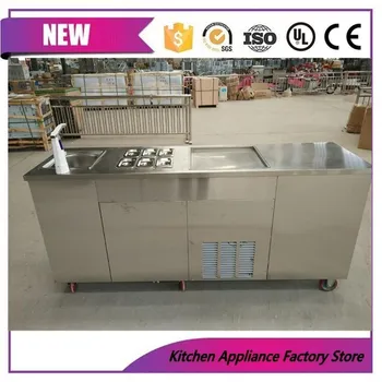 

sink and worktable equipments frying ice cream roll machine for 1+6