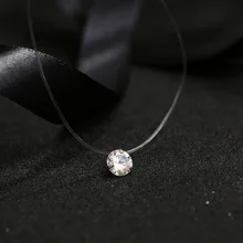 FYM 9 colors Dazzling Zircon Necklace Invisible Transparent Fishing Line Simple Pendant Necklace Jewelry for women party