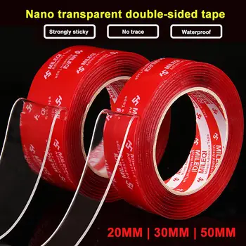 

1PC 5m Waterproof Tape Super Fix Nano Magic Tape Transparent Doublesided Tape Super Strong Car Sticker Auto Adhesive 20/30/50mm