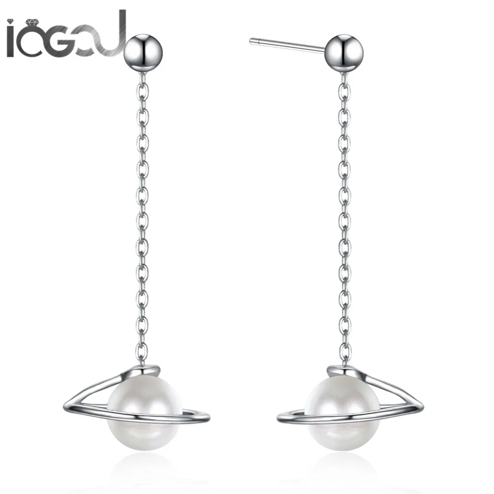 

IOGOU 925 Sterling Silver White Color Rotating Pearl Hoop Earrings Party Festival Anniversary Engagement Hoop Earrings Wholesale