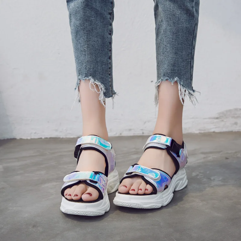

2018 Summer New Roman Color Shoes Loose Cake Sandals Women
