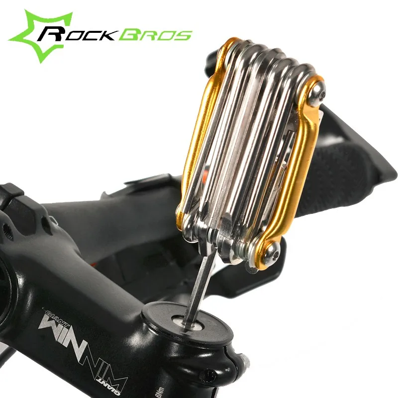 3Hot ROCKBROS High Hardness Premium Alloy Bicycle Pocket Repair Tools 11 in 1 Set Folding Mini Multifunction Cycling Bike Tools