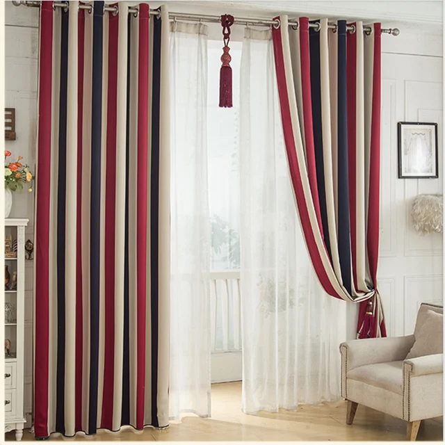 Amerikanischen Stil Gedruckt 3 Farbe Vertikale Streifen Blackout Fenster Vorhang Wohnzimmer Dekorationen Schlafzimmer Tuch Vorhänge küche Amerikanischen Stil Gedruckt 3 Farbe Vertikale Streifen Blackout Fenster Vorhang Wohnzimmer Dekorationen Schlafzimmer Tuch Vorhänge küche