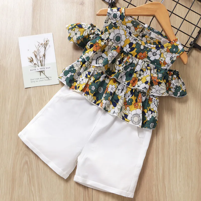 Menoea/Детские комплекты одежды для девочек Новая летняя брендовая одежда для маленьких девочек футболка с короткими рукавами+ платье со штанами комплекты детской одежды из 2 предметов