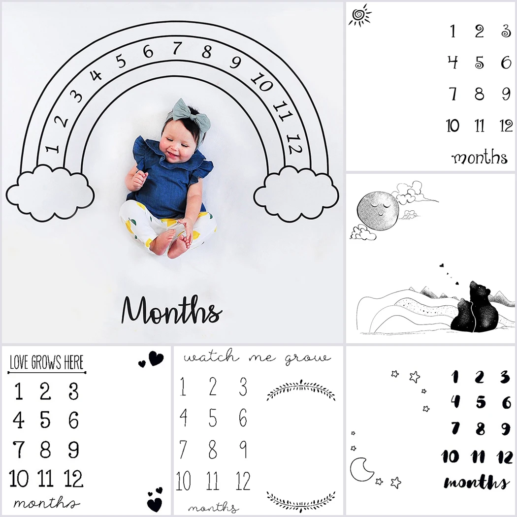 

New Baby Monthly Milestone Blanket Creative Pattern Baby Photography Background Baby Photo Prop