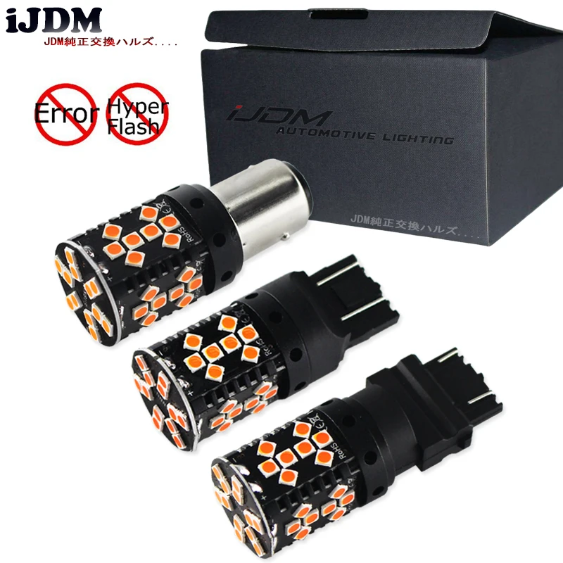 No Hyper Flash 3157 LED Canbus Amber Red 7443 T20 1157 BAY15D LED Bulbs
